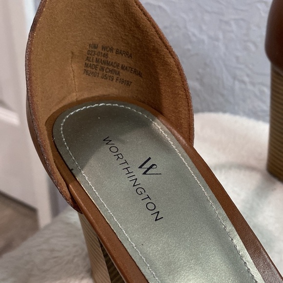 WORTHINGTON WOMEN’S BARRA CRISSCROSS BLOCK HEELED SANDALS IN BROWN SZ 10 - Picture 4 of 9